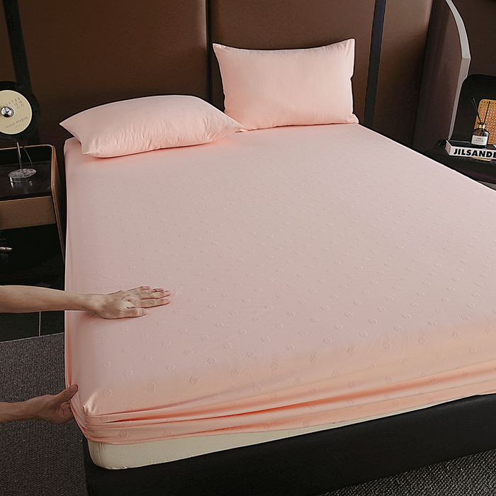 91家纺网 家纺一手货源 找家纺 宇淳国际 2026新款青铜神话系列水洗棉纯色单床笠 水光粉