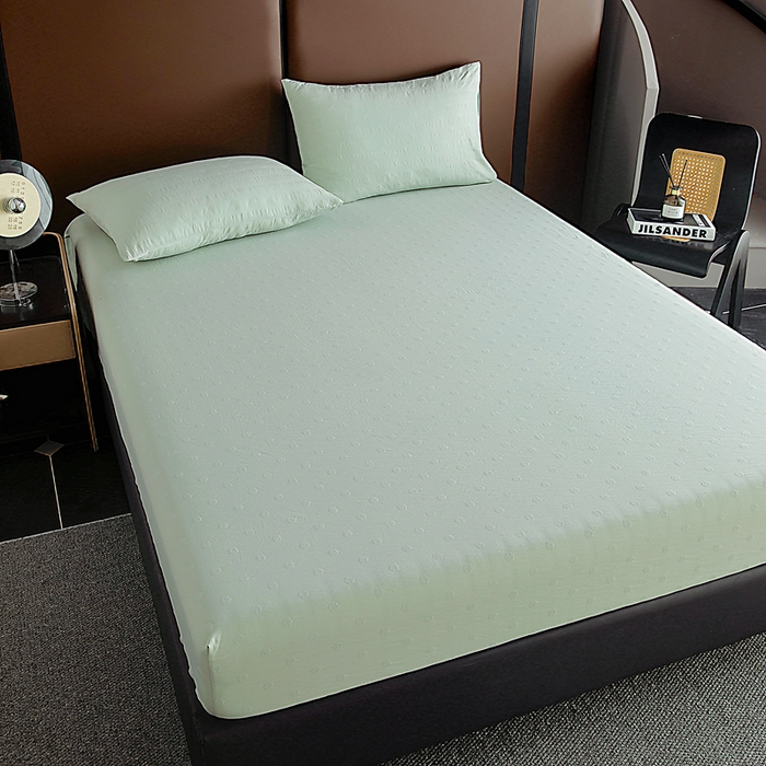 91家纺网 家纺一手货源 找家纺 宇淳国际 2026新款青铜神话系列水洗棉纯色单床笠 草珊瑚