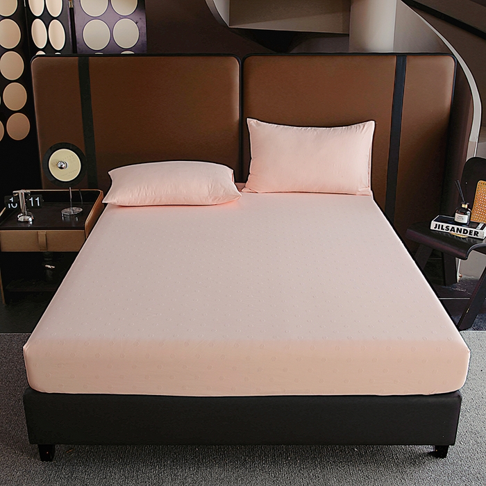 91家纺网 家纺一手货源 找家纺 宇淳国际 2026新款青铜神话系列水洗棉纯色单床笠 水光粉