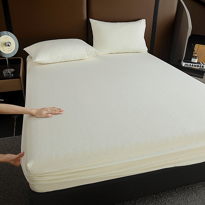 91家纺网 家纺一手货源 找家纺 宇淳国际 2026新款青铜神话系列水洗棉纯色单床笠 豆奶白