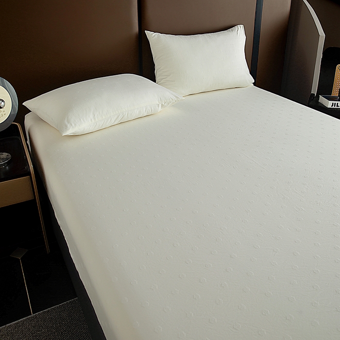 91家纺网 家纺一手货源 找家纺 宇淳国际 2026新款青铜神话系列水洗棉纯色单床笠 豆奶白