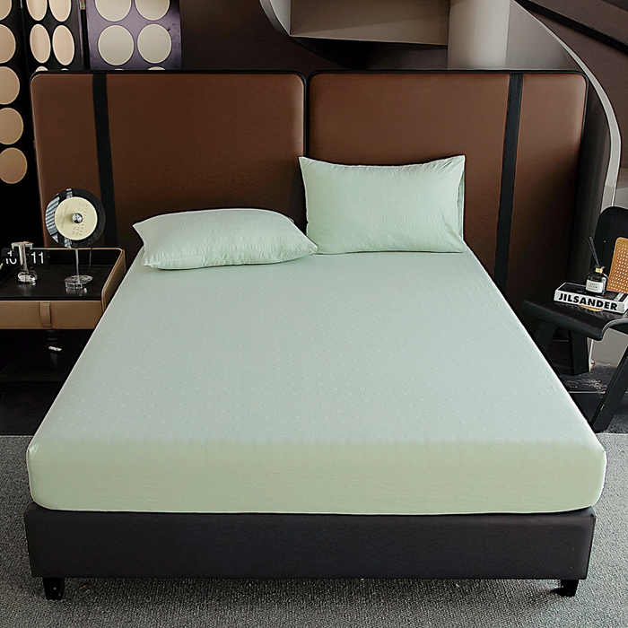 91家纺网 家纺一手货源 找家纺 宇淳国际 2026新款青铜神话系列水洗棉纯色单床笠 草珊瑚