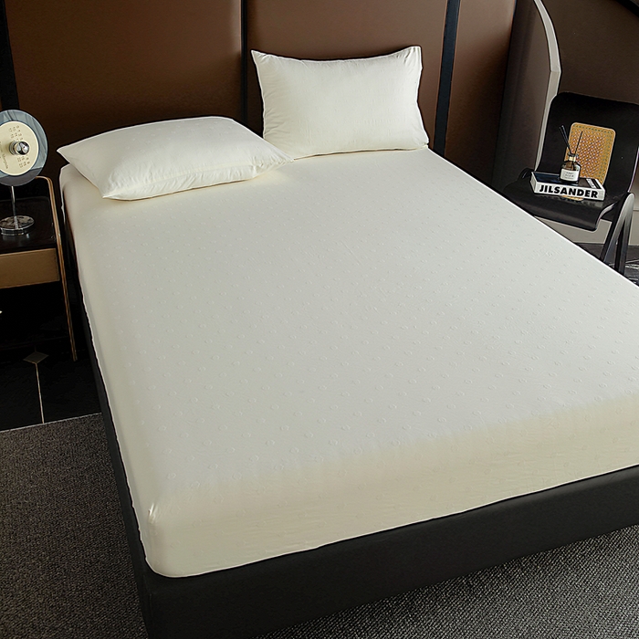 91家纺网 家纺一手货源 找家纺 宇淳国际 2026新款青铜神话系列水洗棉纯色单床笠 豆奶白