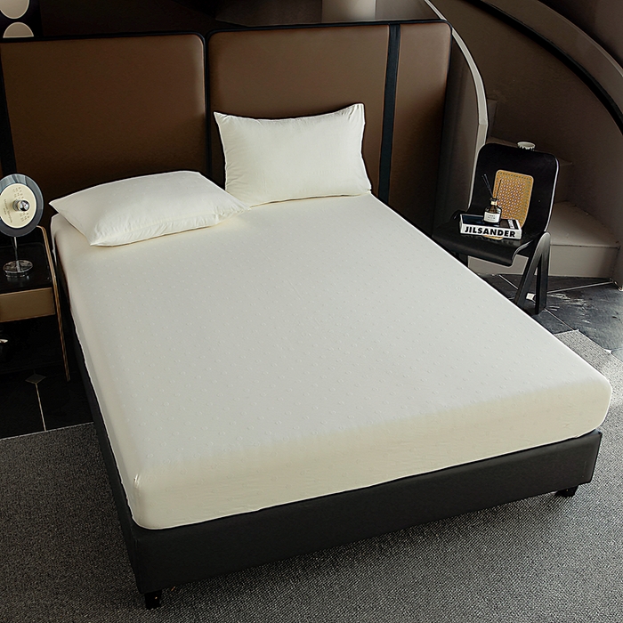 91家纺网 家纺一手货源 找家纺 宇淳国际 2026新款青铜神话系列水洗棉纯色单床笠 豆奶白