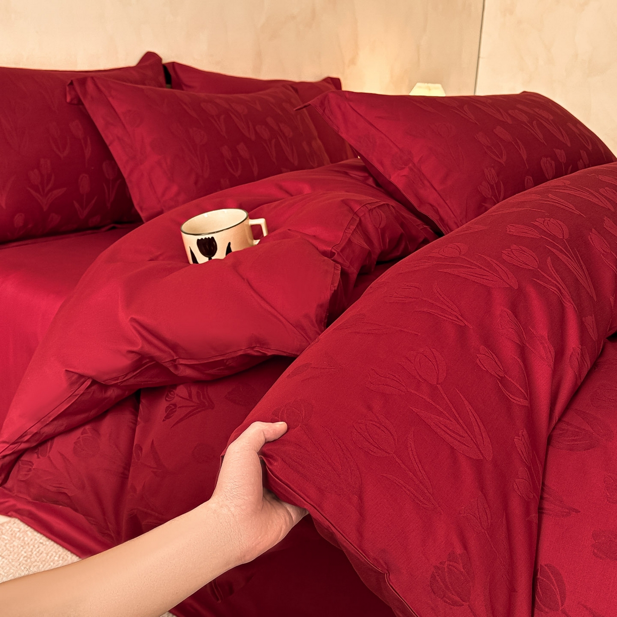 91家纺网 家纺一手货源 找家纺 （总）禾时 2026新款60S全棉立体亮面提花四件套（券后价不低于258/288/278/298）