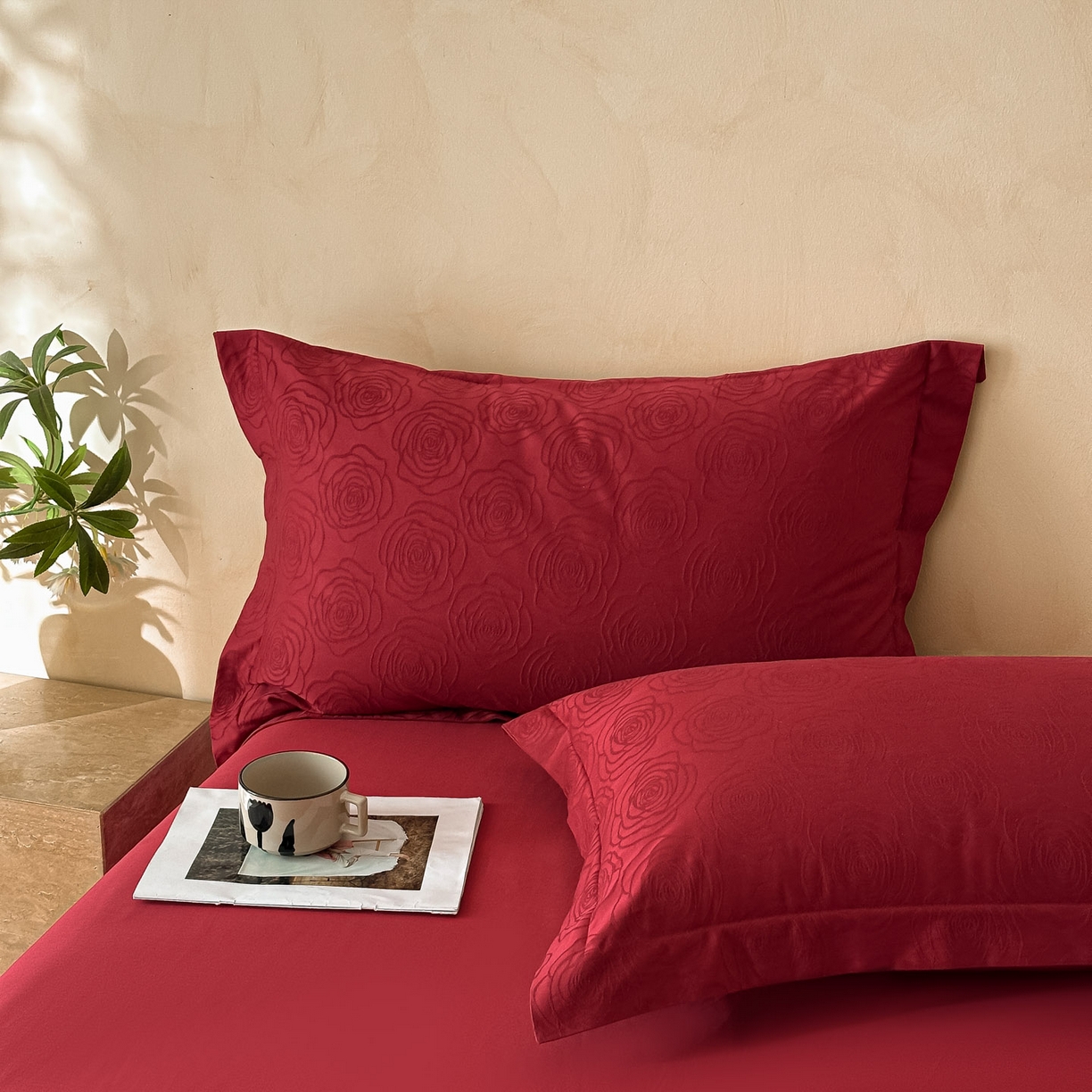 91家纺网 家纺一手货源 找家纺 禾时 2026新款60S全棉立体亮面提花四件套（券后价不低于258/288/278/298） 玫瑰之约