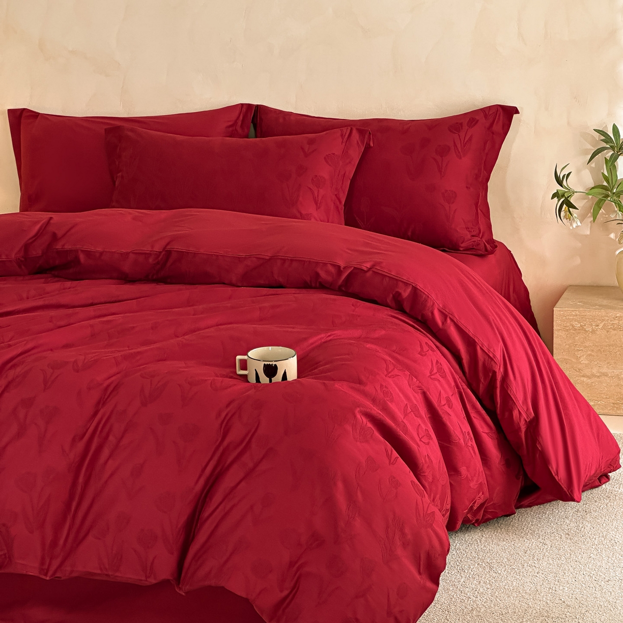 91家纺网 家纺一手货源 找家纺 禾时 2026新款60S全棉立体亮面提花四件套（券后价不低于258/288/278/298） 浪漫郁金香