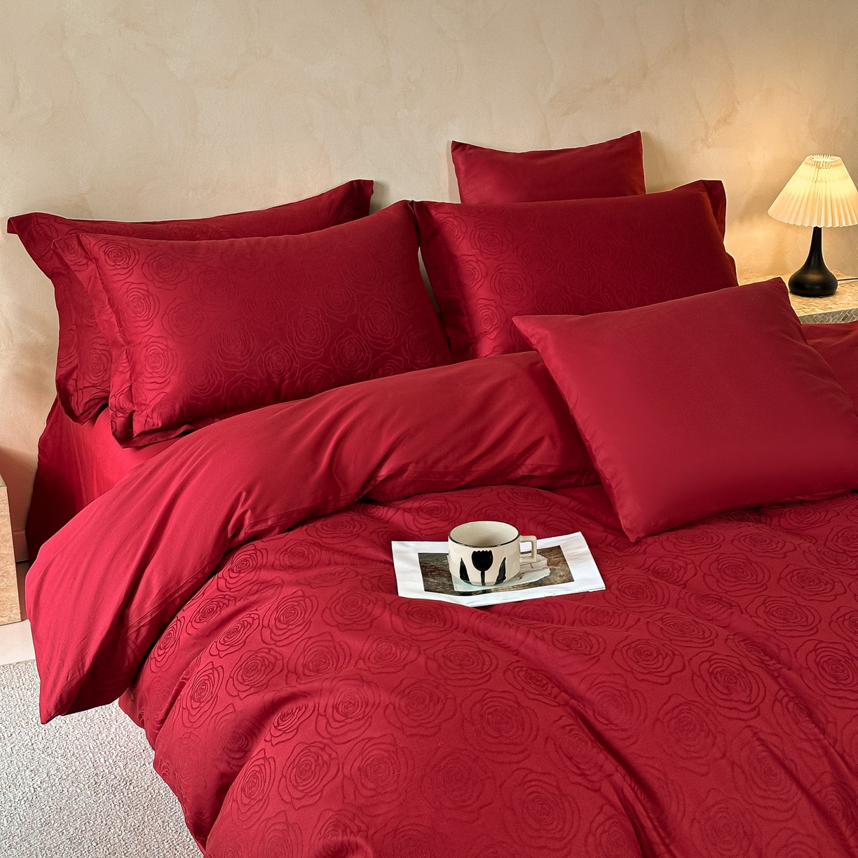 禾时 2026新款60S全棉立体亮面提花四件套（券后价不低于258/288/278/298） 玫瑰之约