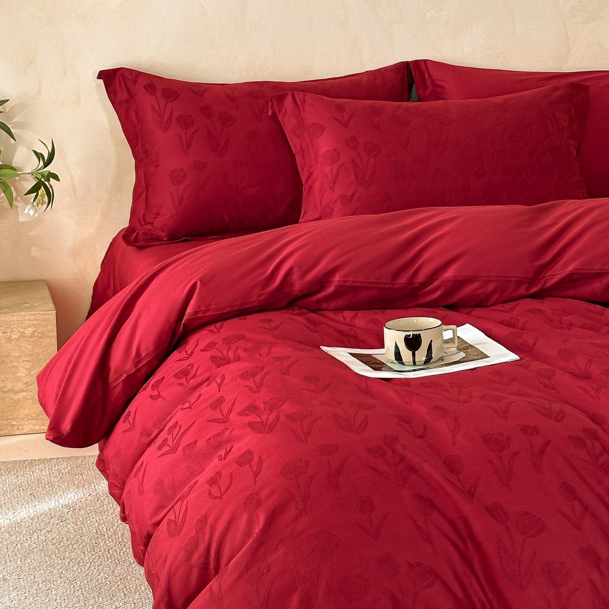 91家纺网 家纺一手货源 找家纺 禾时 2026新款60S全棉立体亮面提花四件套（券后价不低于258/288/278/298） 浪漫郁金香