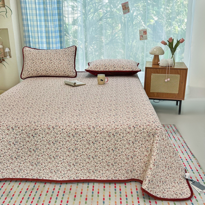 91家纺网 家纺一手货源 找家纺 欣宜家纺 2026新款全棉纱布加宝宝绒填充棉花床盖三件套 粉卡-玲米