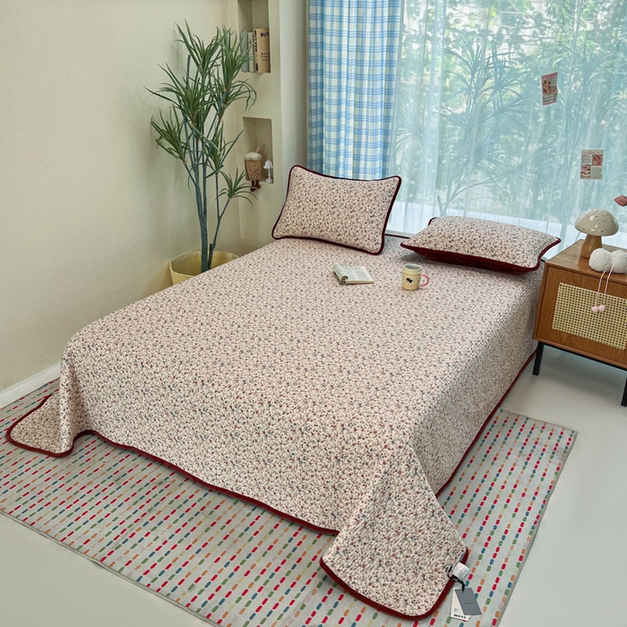 91家纺网 家纺一手货源 找家纺 欣宜家纺 2026新款全棉纱布加宝宝绒填充棉花床盖三件套 粉卡-玲米