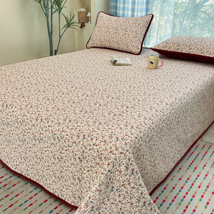 91家纺网 家纺一手货源 找家纺 欣宜家纺 2026新款全棉纱布加宝宝绒填充棉花床盖三件套 粉卡-玲米