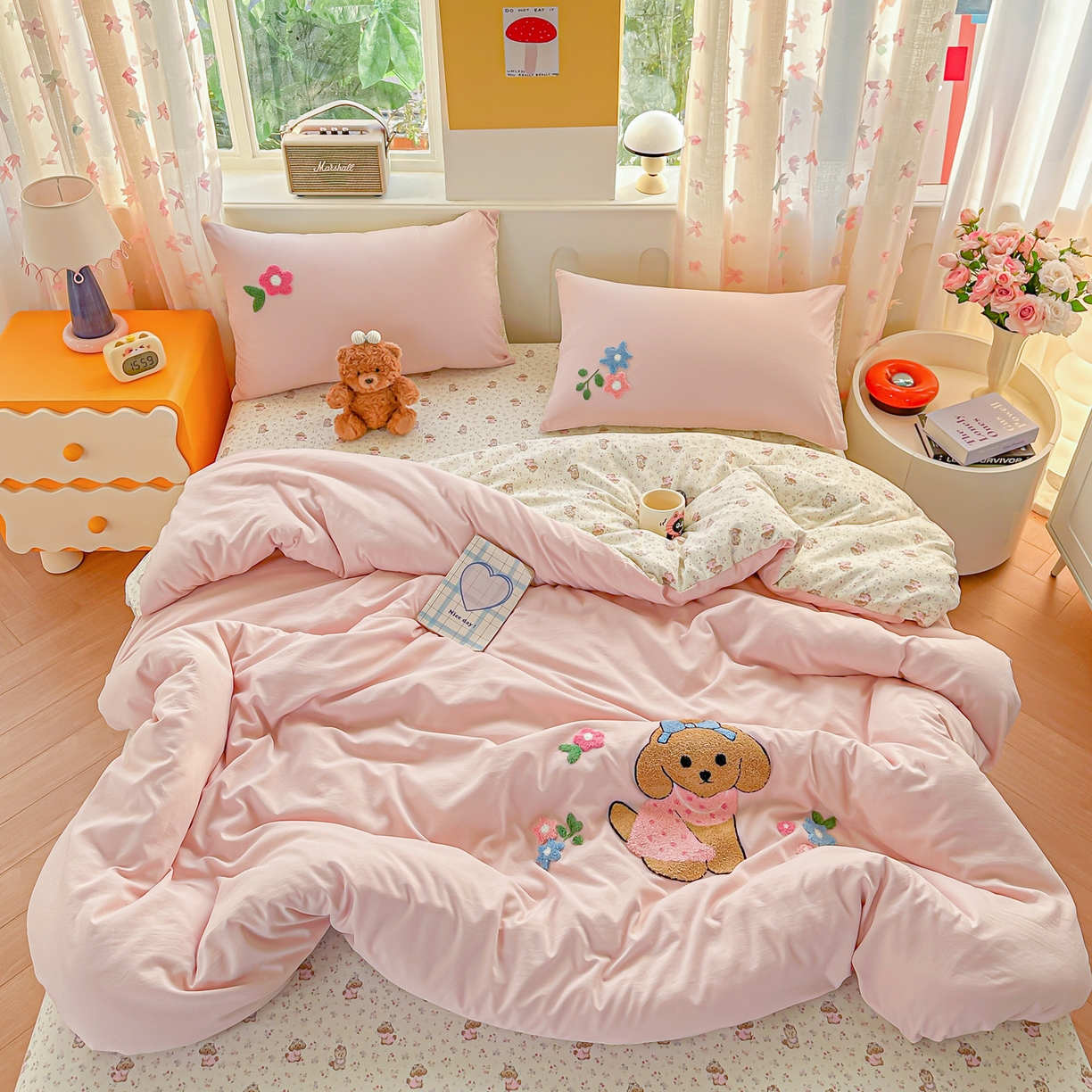 91家纺网 家纺一手货源 找家纺 （总）佳鸿家纺 2026新款彷棉云朵棉毛巾绣四件套学生宿舍三件套萌宠系列（提供买家秀）