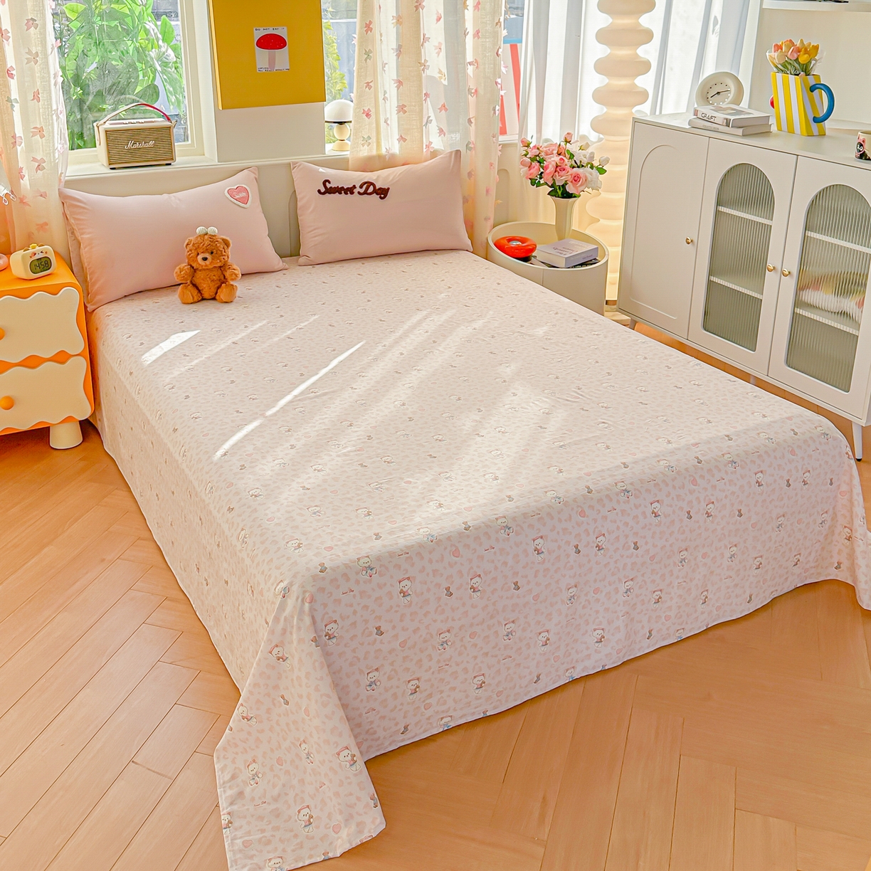 91家纺网 家纺一手货源 找家纺 佳鸿家纺 2026新款彷棉云朵棉毛巾绣四件套学生宿舍三件套萌宠系列（提供买家秀） 甜心猫