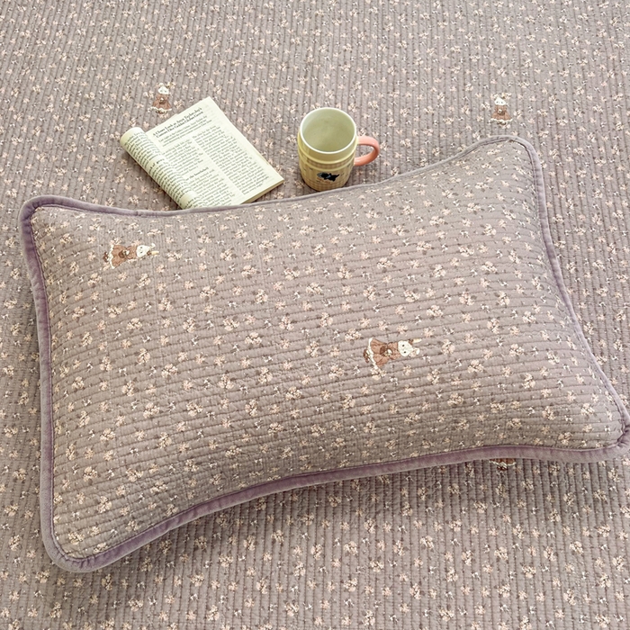 91家纺网 家纺一手货源 找家纺 欣宜家纺 2026新款全棉纱布加宝宝绒填充棉花床盖三件套 蔷薇小兔-芋