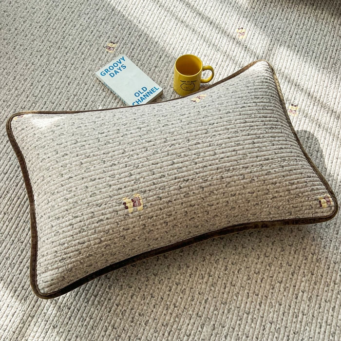 91家纺网 家纺一手货源 找家纺 欣宜家纺 2026新款全棉纱布加宝宝绒填充棉花床盖三件套 森系犬-灰