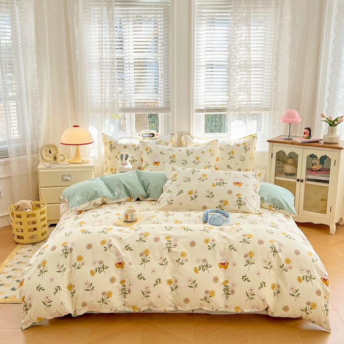 91家纺网 家纺一手货源 找家纺 （总）世爵 2026春夏新款全棉纯棉印花小清新四件套