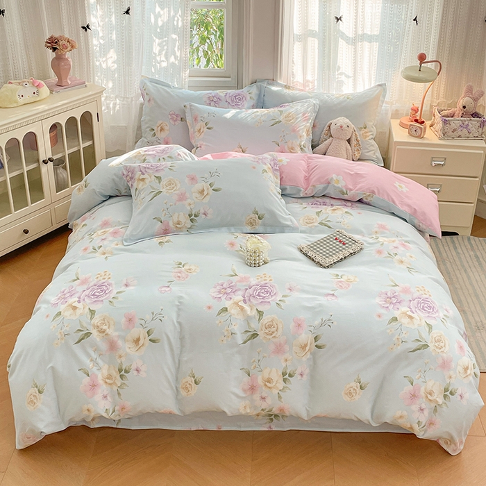 91家纺网 家纺一手货源 找家纺 （总）世爵 2026春夏新款全棉纯棉印花小清新四件套