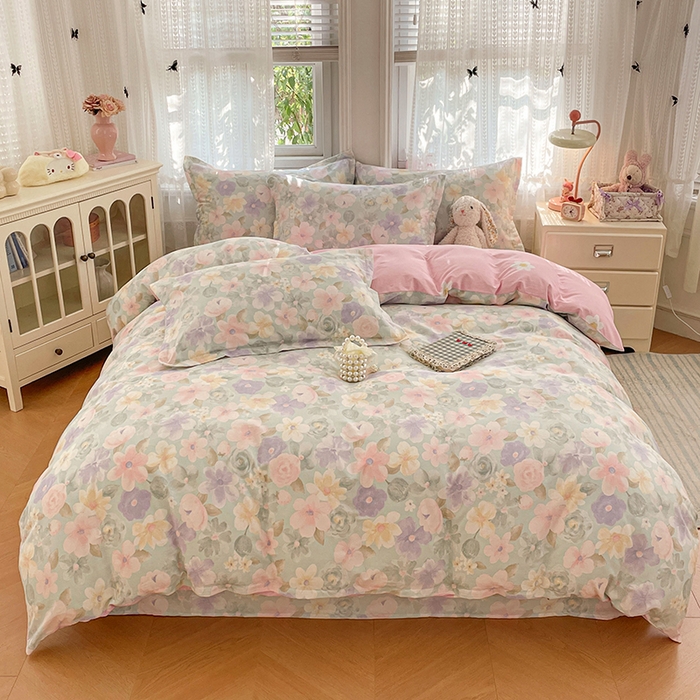 91家纺网 家纺一手货源 找家纺 （总）世爵 2026春夏新款全棉纯棉印花小清新四件套