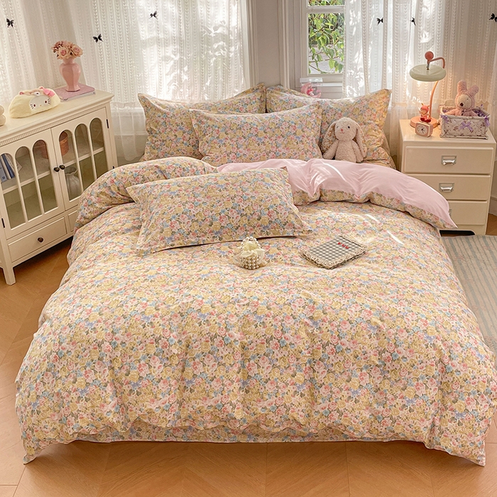 91家纺网 家纺一手货源 找家纺 （总）世爵 2026春夏新款全棉纯棉印花小清新四件套