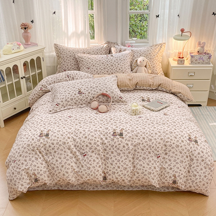 91家纺网 家纺一手货源 找家纺 （总）世爵 2026春夏新款全棉纯棉印花小清新四件套