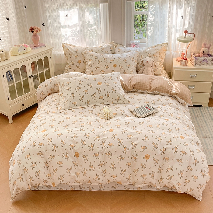 91家纺网 家纺一手货源 找家纺 （总）世爵 2026春夏新款全棉纯棉印花小清新四件套