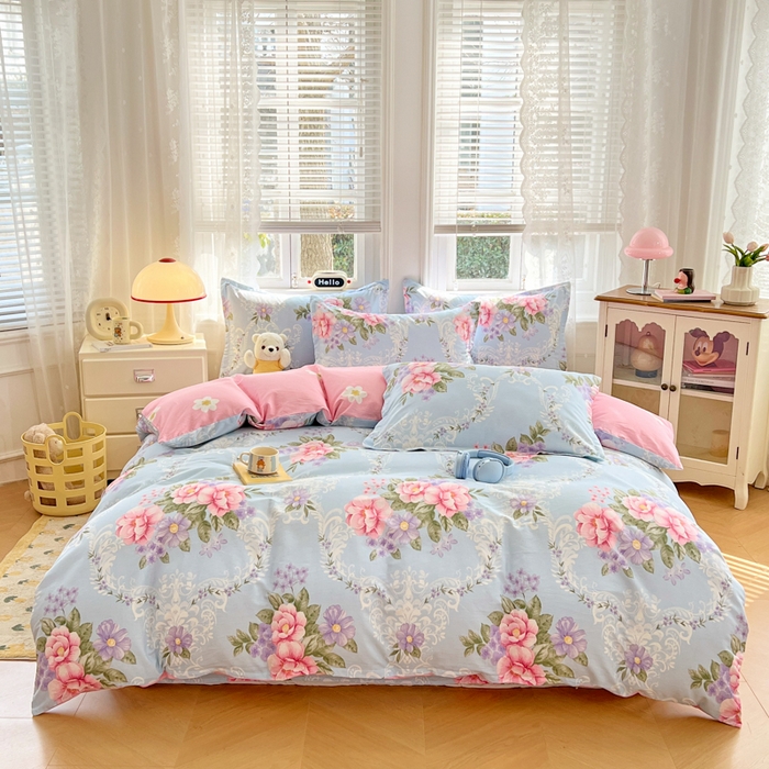 91家纺网 家纺一手货源 找家纺 （总）世爵 2026春夏新款全棉纯棉印花小清新四件套