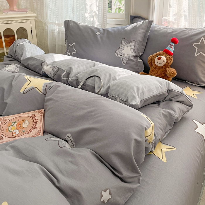 91家纺网 家纺一手货源 找家纺 世爵 2026春夏新款全棉纯棉印花小清新四件套 天空之城