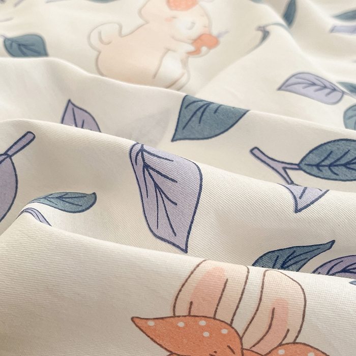 91家纺网 家纺一手货源 找家纺 世爵 2026春夏新款全棉纯棉印花小清新四件套 花园兔