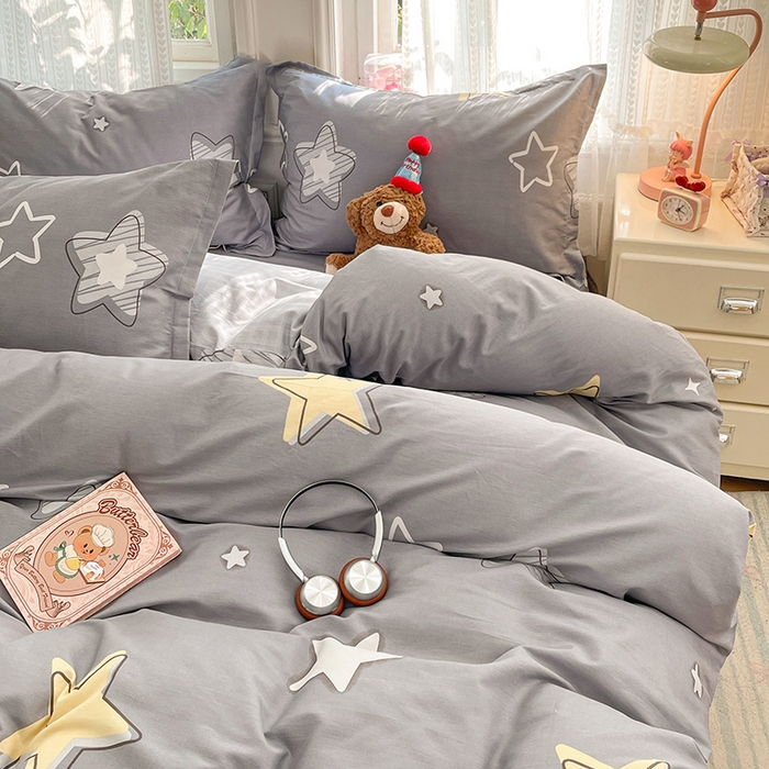 91家纺网 家纺一手货源 找家纺 世爵 2026春夏新款全棉纯棉印花小清新四件套 天空之城