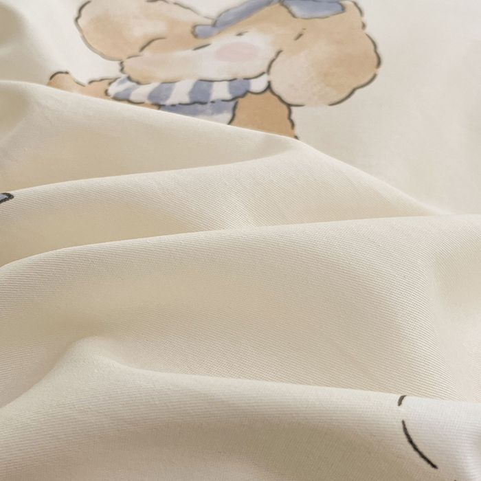 91家纺网 家纺一手货源 找家纺 世爵 2026春夏新款全棉纯棉印花小清新四件套 宇宙小熊