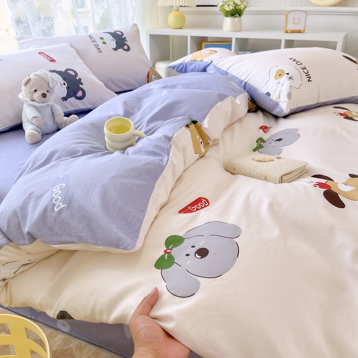 91家纺网 家纺一手货源 找家纺 世爵 2026春夏新款全棉纯棉印花小清新四件套 可爱联盟