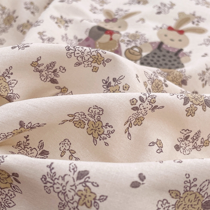 91家纺网 家纺一手货源 找家纺 世爵 2026春夏新款全棉纯棉印花小清新四件套 田园小兔