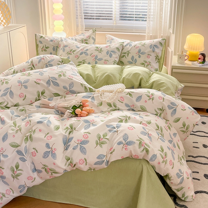 91家纺网 家纺一手货源 找家纺 世爵 2026春夏新款全棉纯棉印花小清新四件套 花样年华