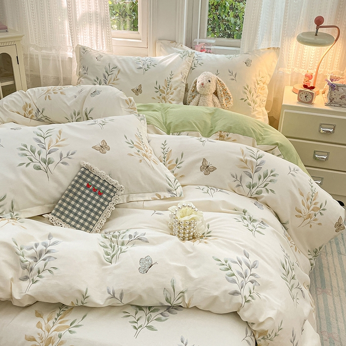 91家纺网 家纺一手货源 找家纺 世爵 2026春夏新款全棉纯棉印花小清新四件套 香草之恋