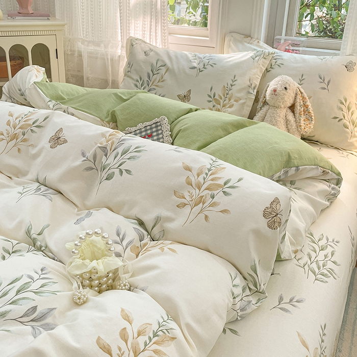 91家纺网 家纺一手货源 找家纺 世爵 2026春夏新款全棉纯棉印花小清新四件套 香草之恋