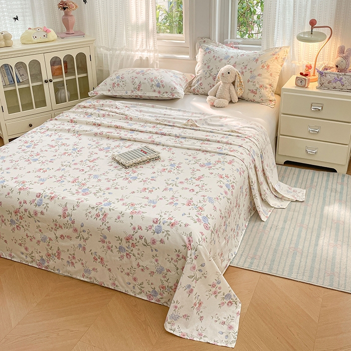 91家纺网 家纺一手货源 找家纺 世爵 2026春夏新款全棉纯棉印花小清新四件套 妙语花香