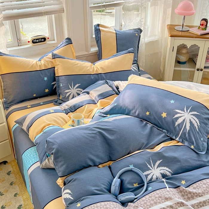 91家纺网 家纺一手货源 找家纺 世爵 2026春夏新款全棉纯棉印花小清新四件套 漫步云端