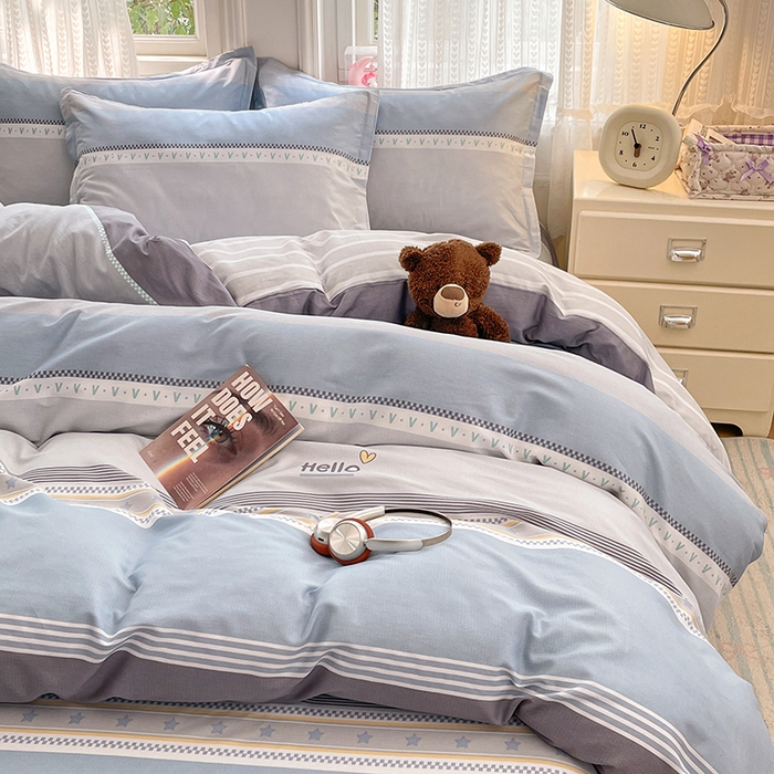 91家纺网 家纺一手货源 找家纺 世爵 2026春夏新款全棉纯棉印花小清新四件套 墨尔本