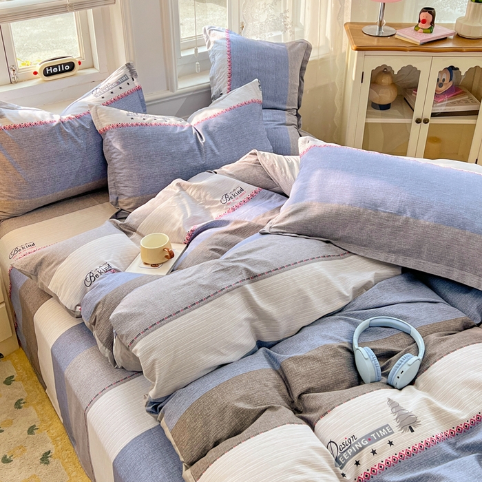 91家纺网 家纺一手货源 找家纺 世爵 2026春夏新款全棉纯棉印花小清新四件套 尤里卡