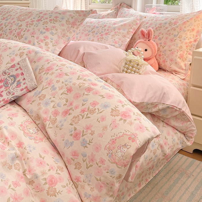 91家纺网 家纺一手货源 找家纺 世爵 2026春夏新款全棉纯棉印花小清新四件套 碎花拾影