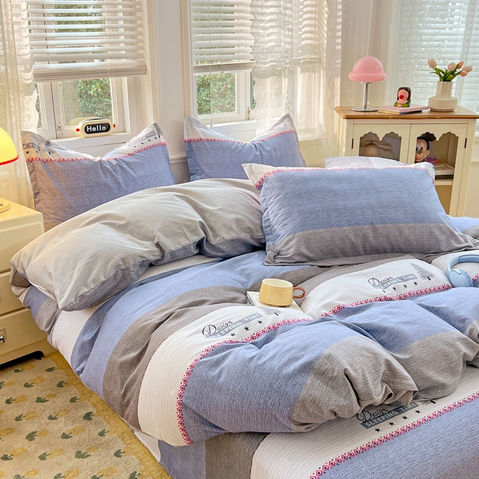 91家纺网 家纺一手货源 找家纺 世爵 2026春夏新款全棉纯棉印花小清新四件套 尤里卡