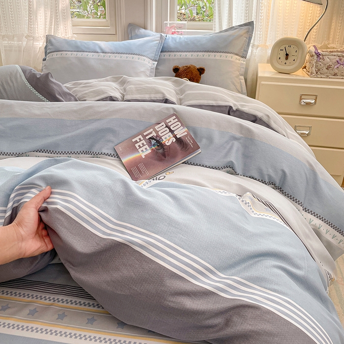 91家纺网 家纺一手货源 找家纺 世爵 2026春夏新款全棉纯棉印花小清新四件套 墨尔本