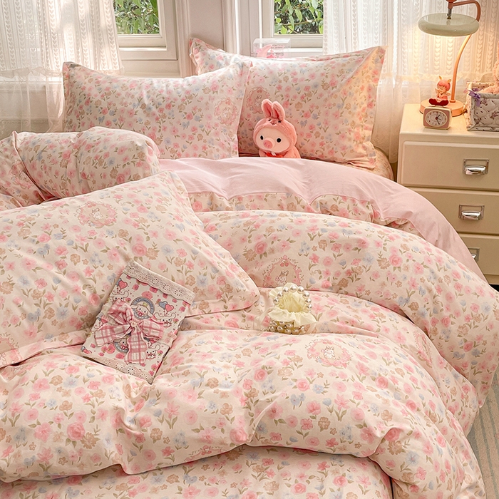 91家纺网 家纺一手货源 找家纺 世爵 2026春夏新款全棉纯棉印花小清新四件套 碎花拾影