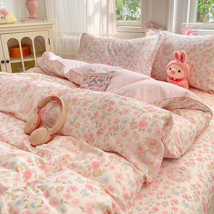 91家纺网 家纺一手货源 找家纺 世爵 2026春夏新款全棉纯棉印花小清新四件套 碎花拾影