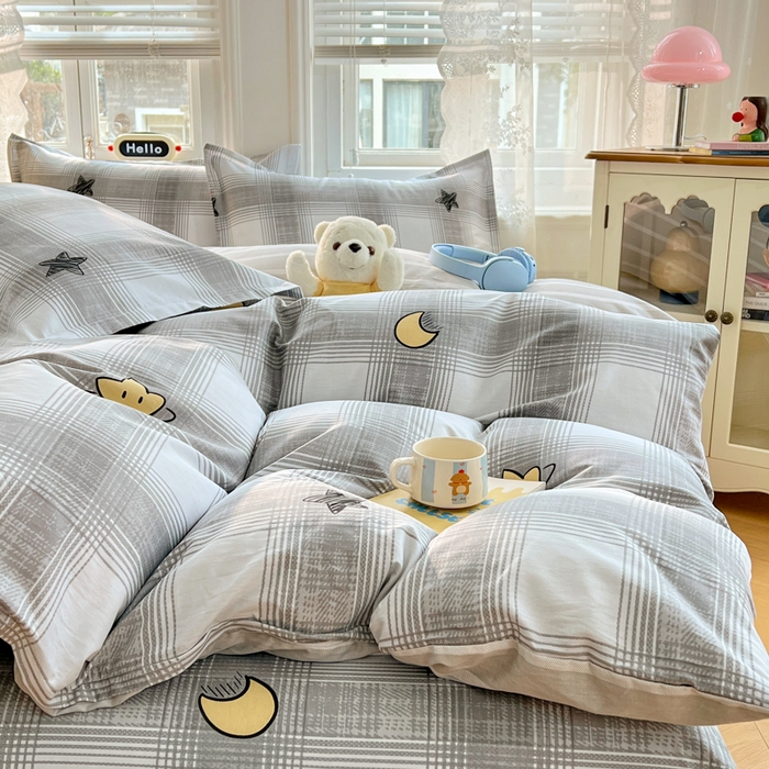 91家纺网 家纺一手货源 找家纺 世爵 2026春夏新款全棉纯棉印花小清新四件套 星空印记