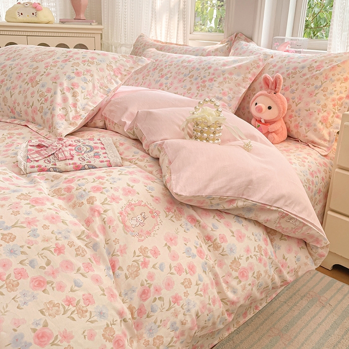 91家纺网 家纺一手货源 找家纺 世爵 2026春夏新款全棉纯棉印花小清新四件套 碎花拾影