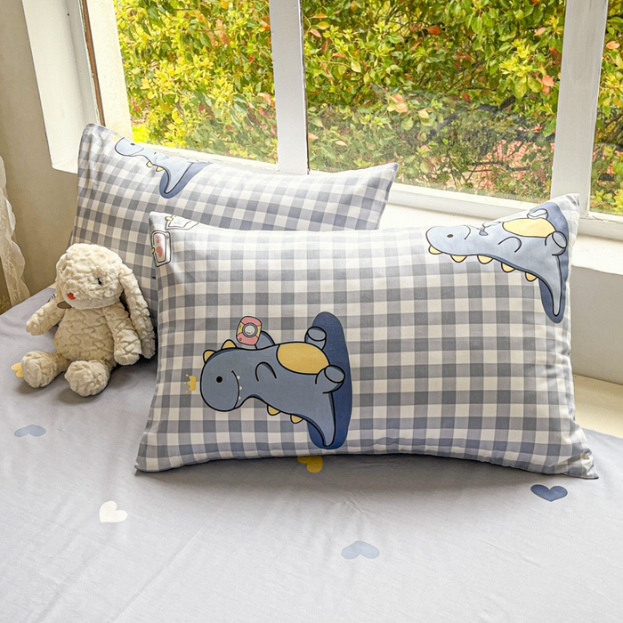 91家纺网 家纺一手货源 找家纺 世爵 2026春夏新款全棉纯棉印花小清新四件套 恐龙世界