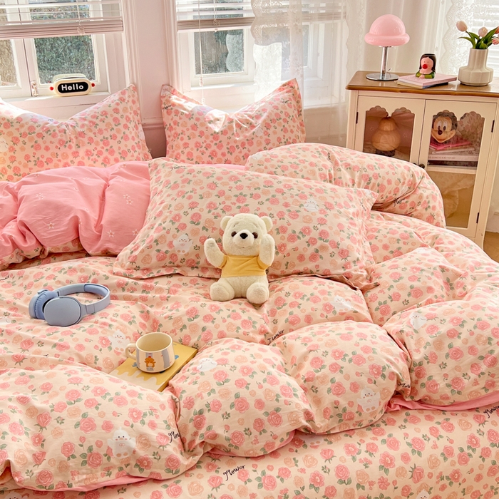 91家纺网 家纺一手货源 找家纺 世爵 2026春夏新款全棉纯棉印花小清新四件套 浓情玫瑰