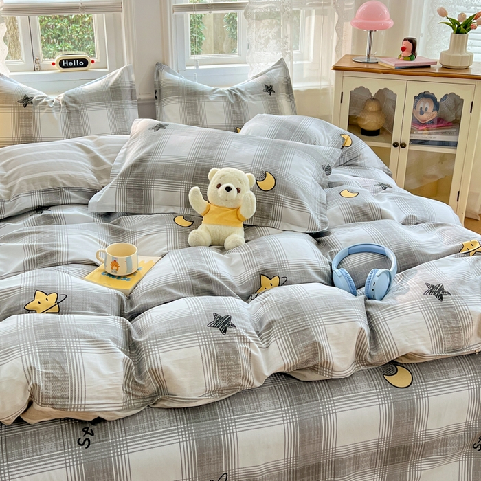 91家纺网 家纺一手货源 找家纺 世爵 2026春夏新款全棉纯棉印花小清新四件套 星空印记